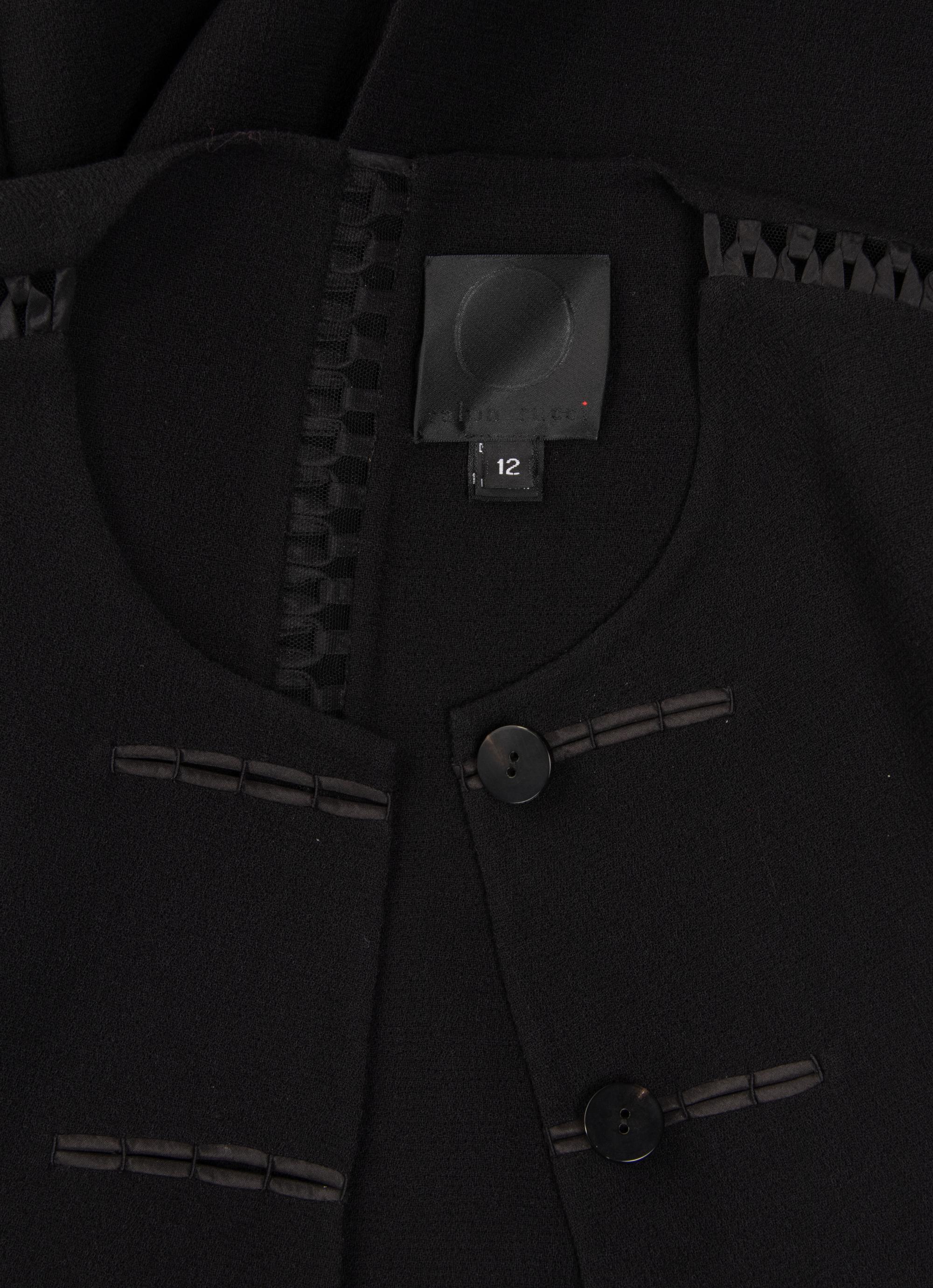 Ralph Rucci Wool Crepe Jacket with Satin Ribbon Seaming
