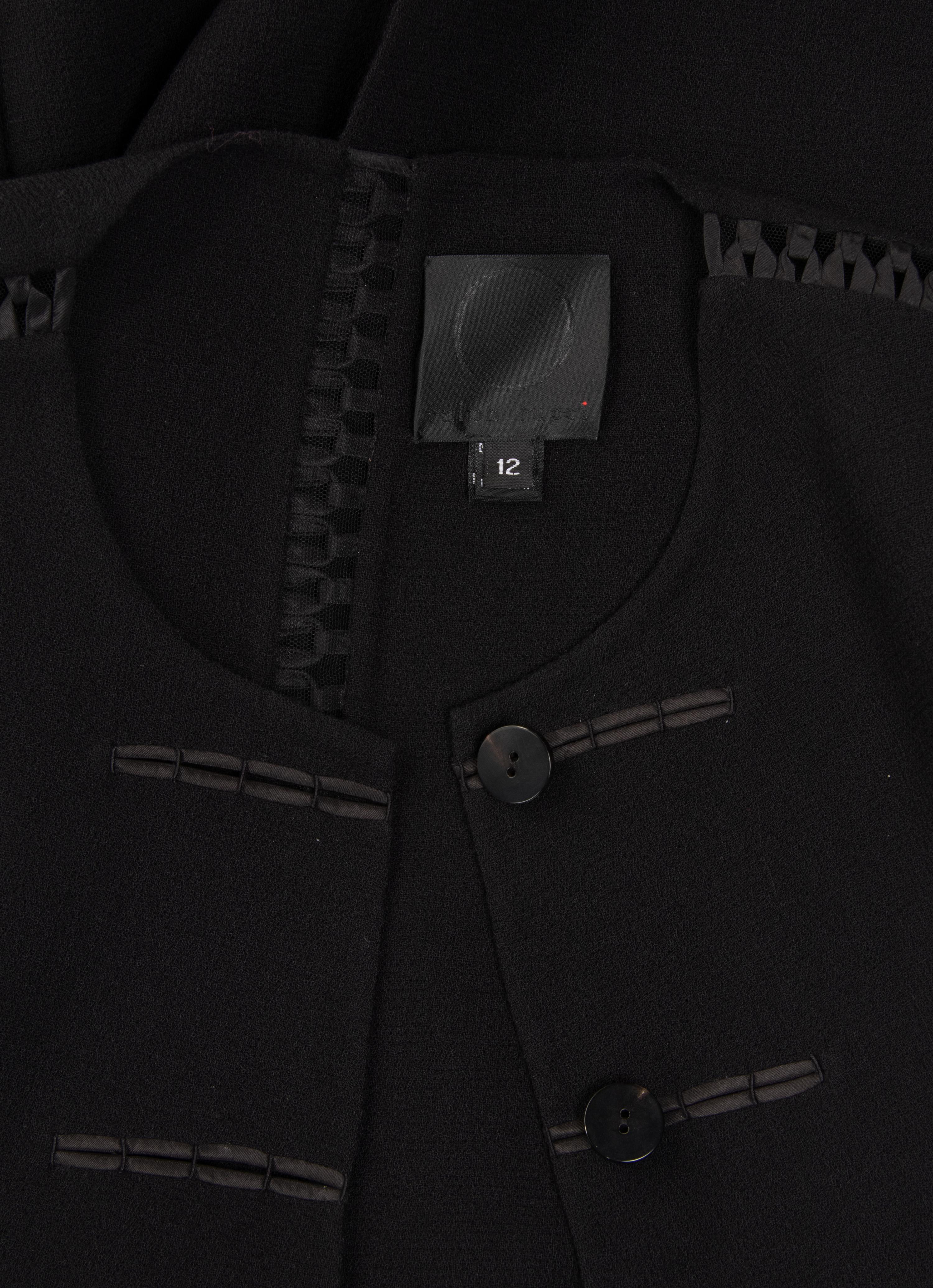 Ralph Rucci Wool Crepe Jacket with Satin Ribbon Seaming