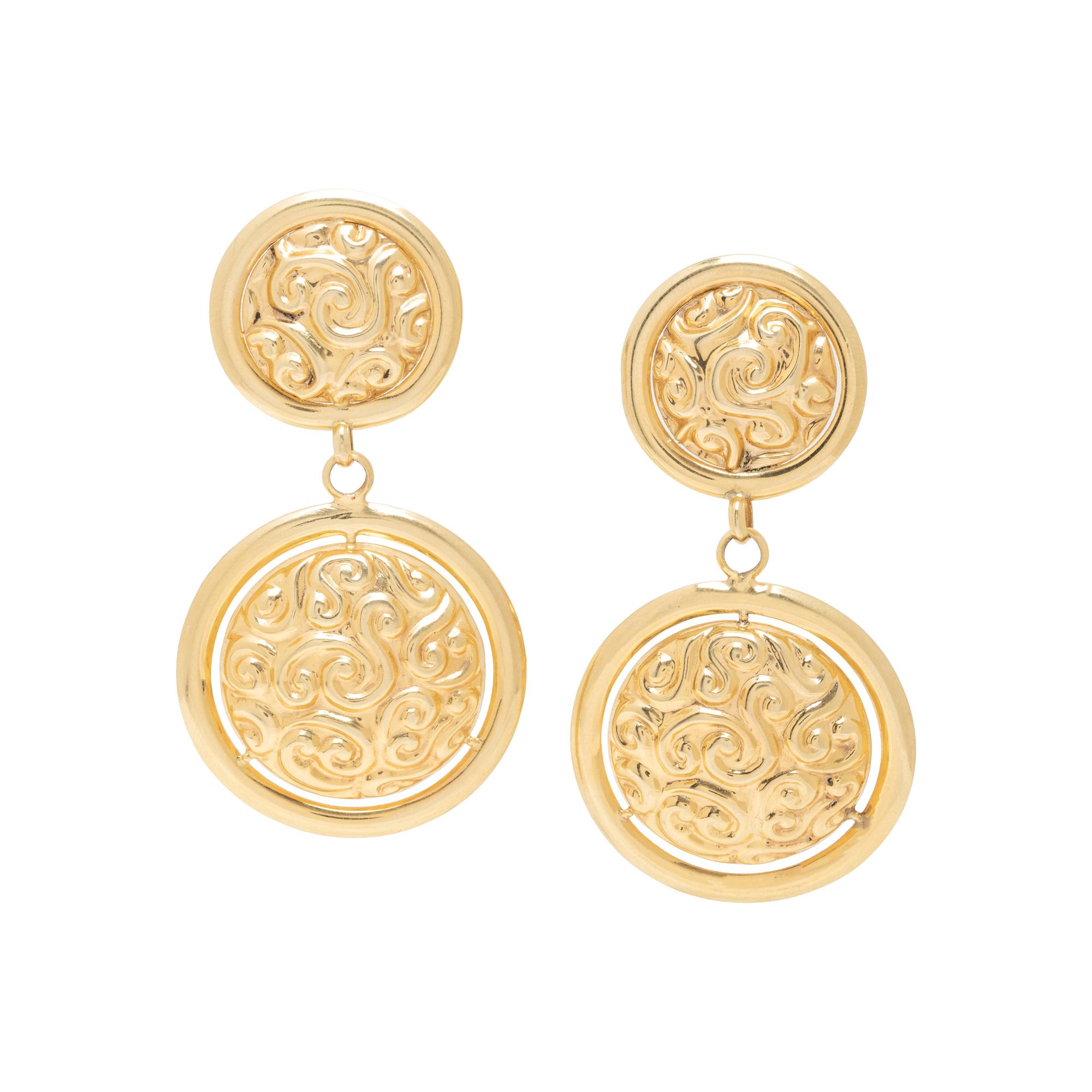 TWO PAIRS OF YELLOW GOLD PENDANT EARRINGS