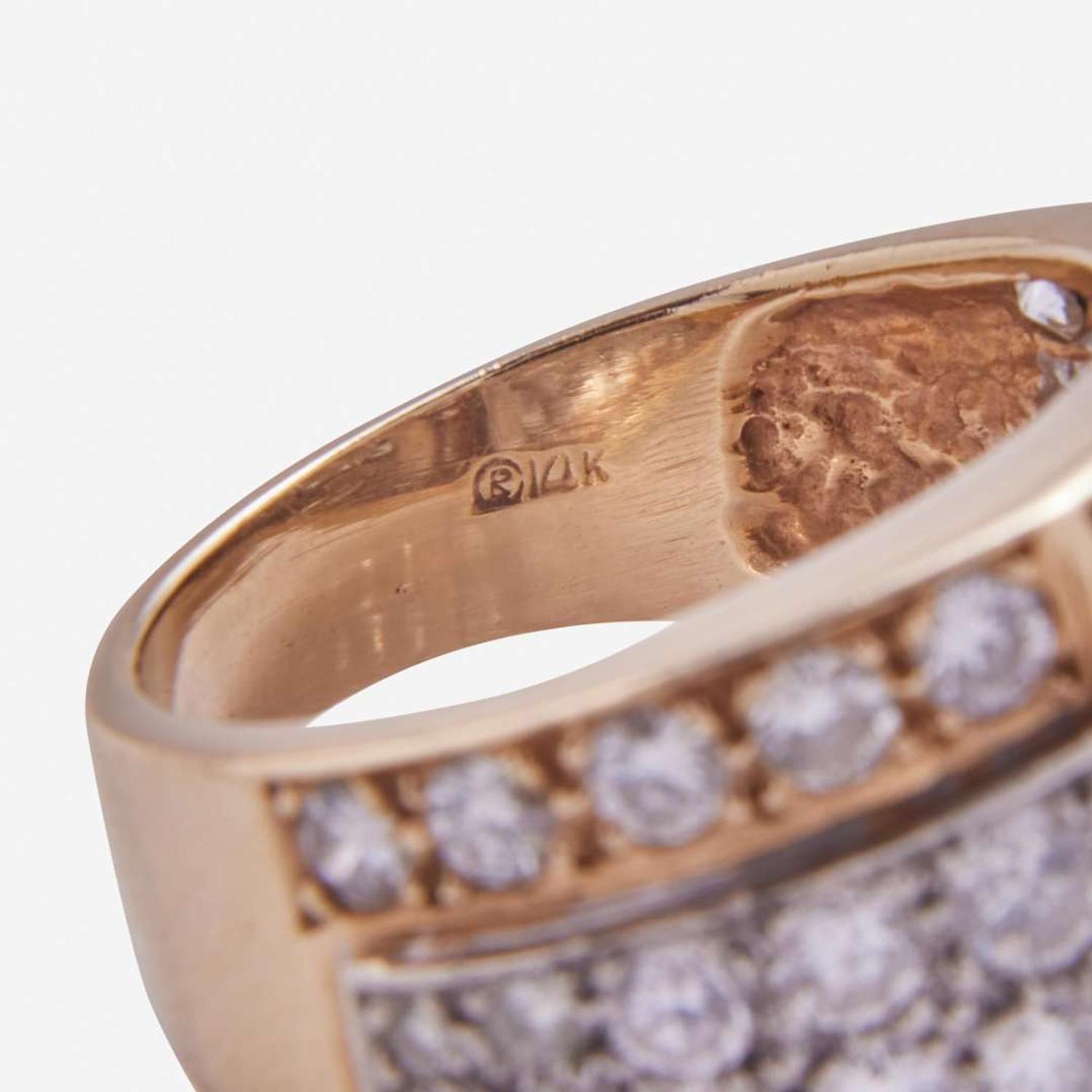 A 14K Yellow Gold and Diamond Ring