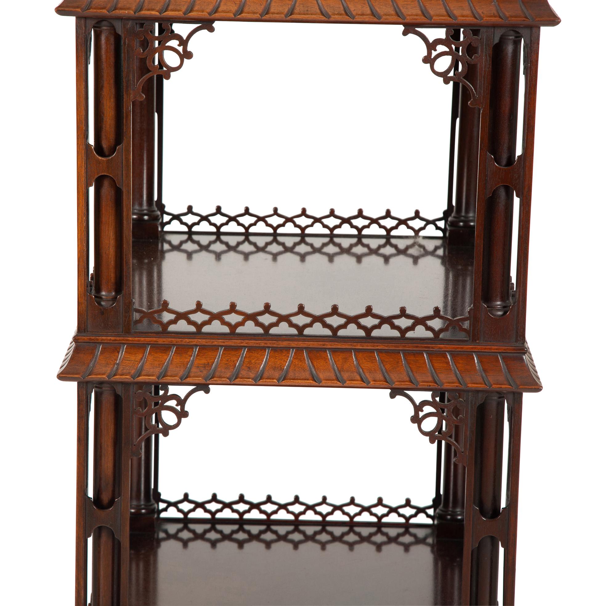 A Chinese Chippendale Style Mahogany Whatnot