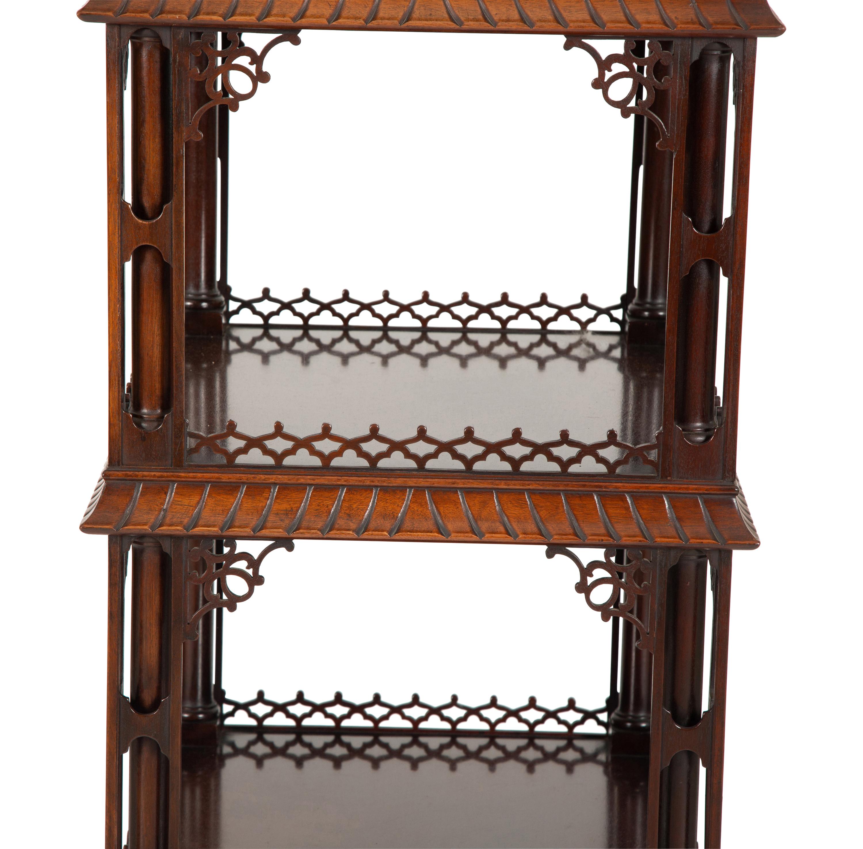 A Chinese Chippendale Style Mahogany Whatnot