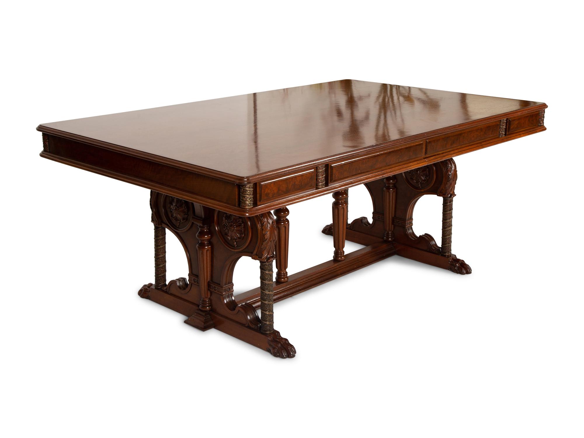 An English Renaissance Revival Carved Mahogany Library Table