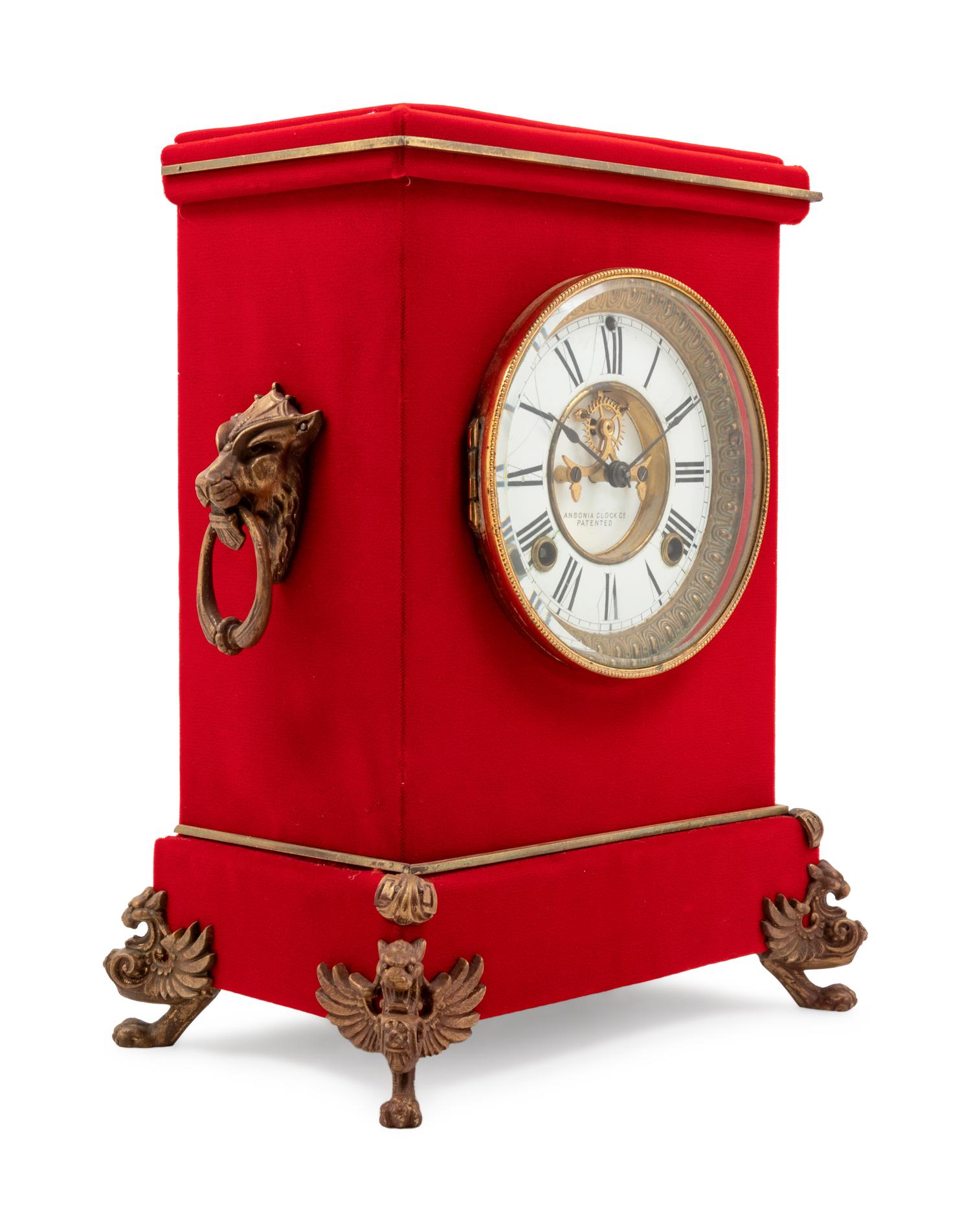 An Ansonia Florentine Plush Mantel Clock