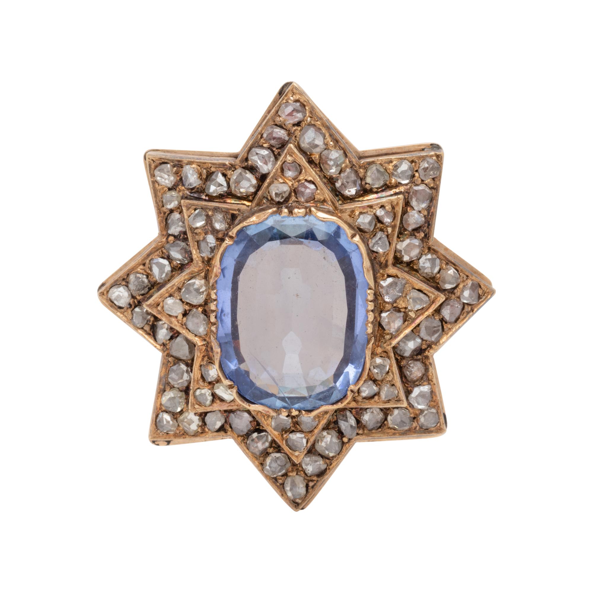 ANTIQUE, SAPPHIRE AND DIAMOND PENDANT/BROOCH