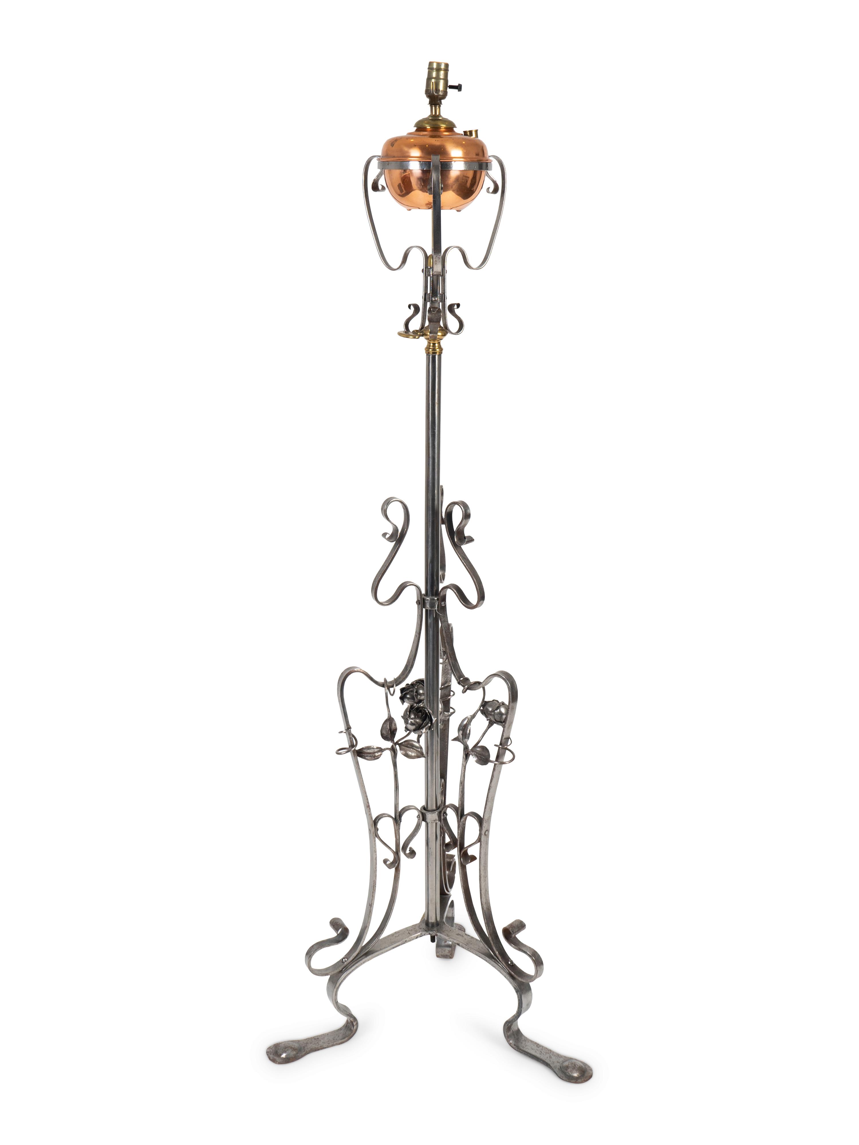 A French Art Nouveau Style Cast Iron Floor Lamp