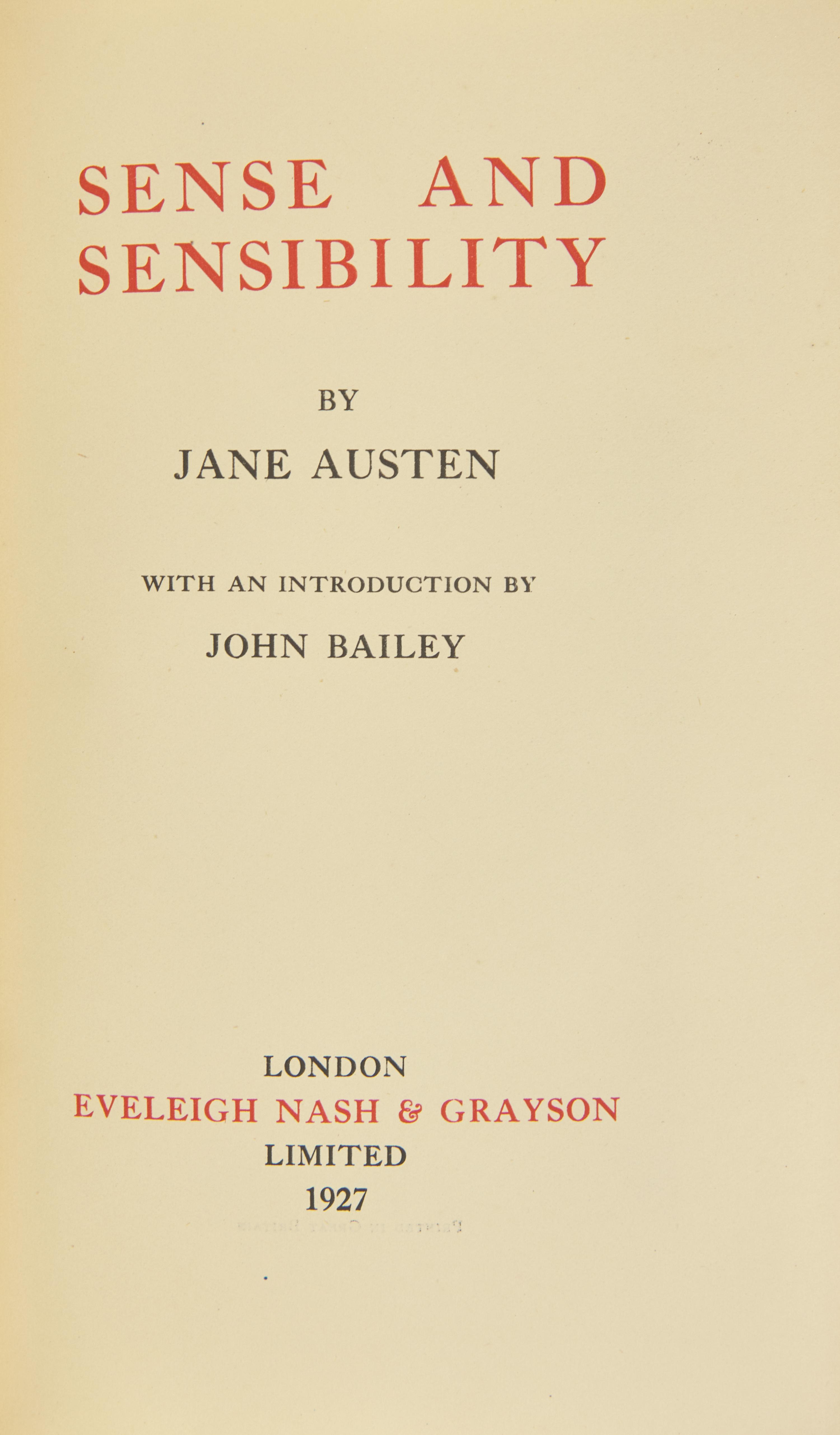 AUSTEN, Jane (1775-1817). The Works of Jane Austen. London: Eveleigh Nash & Grayson Limited, 1927.