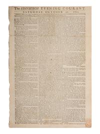 [FRENCH & INDIAN WAR]. Edinburgh Evening Courant. Edinburgh, Scotland: 11 October 1760.