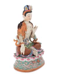 A Chinese Famille Rose Porcelain Figure of Guanyin