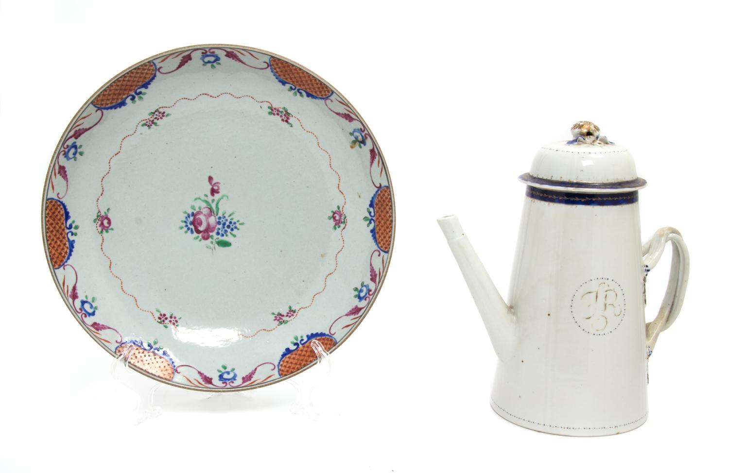 Two Articles of Chinese Export Porcelain Diameter of first 10 7/8 inches.