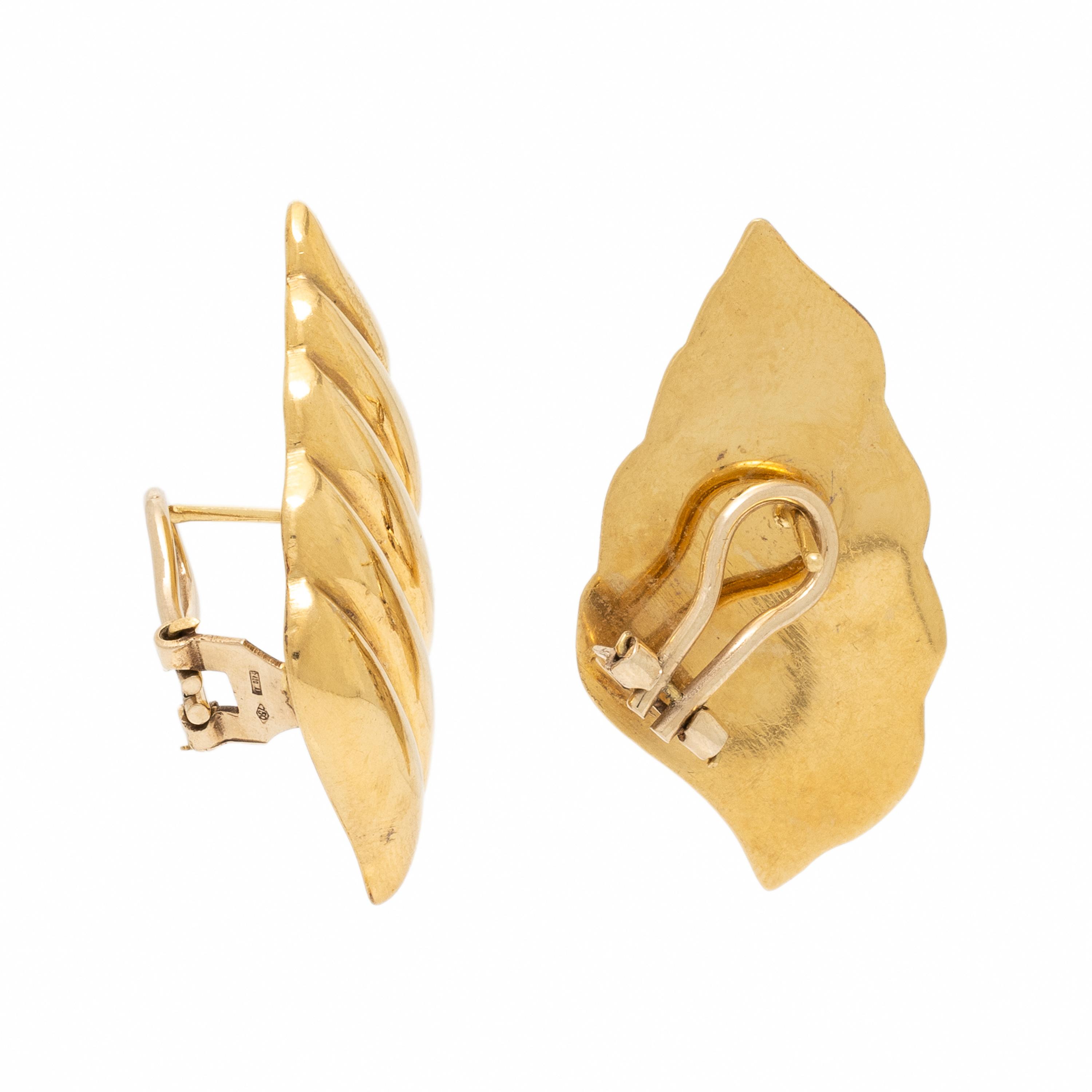 Italian, Yellow Gold Wing Earrings