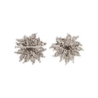 PAIR OF DIAMOND FLOWER BROOCHES