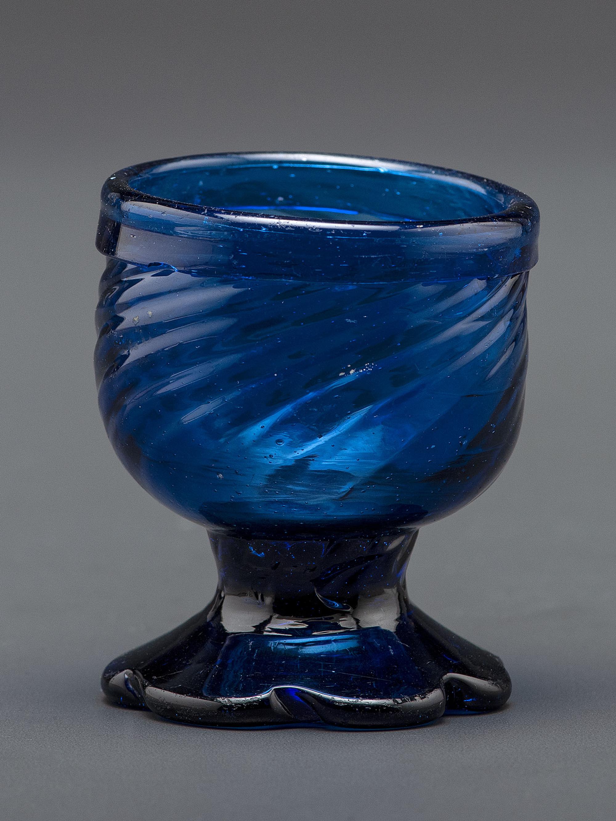 A Blown-Glass Saltcellar in Cobalt Blue