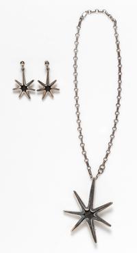 A Modernist Sterling Silver Star Motif Demi-Parure, Taxco, 25.10 dwts.