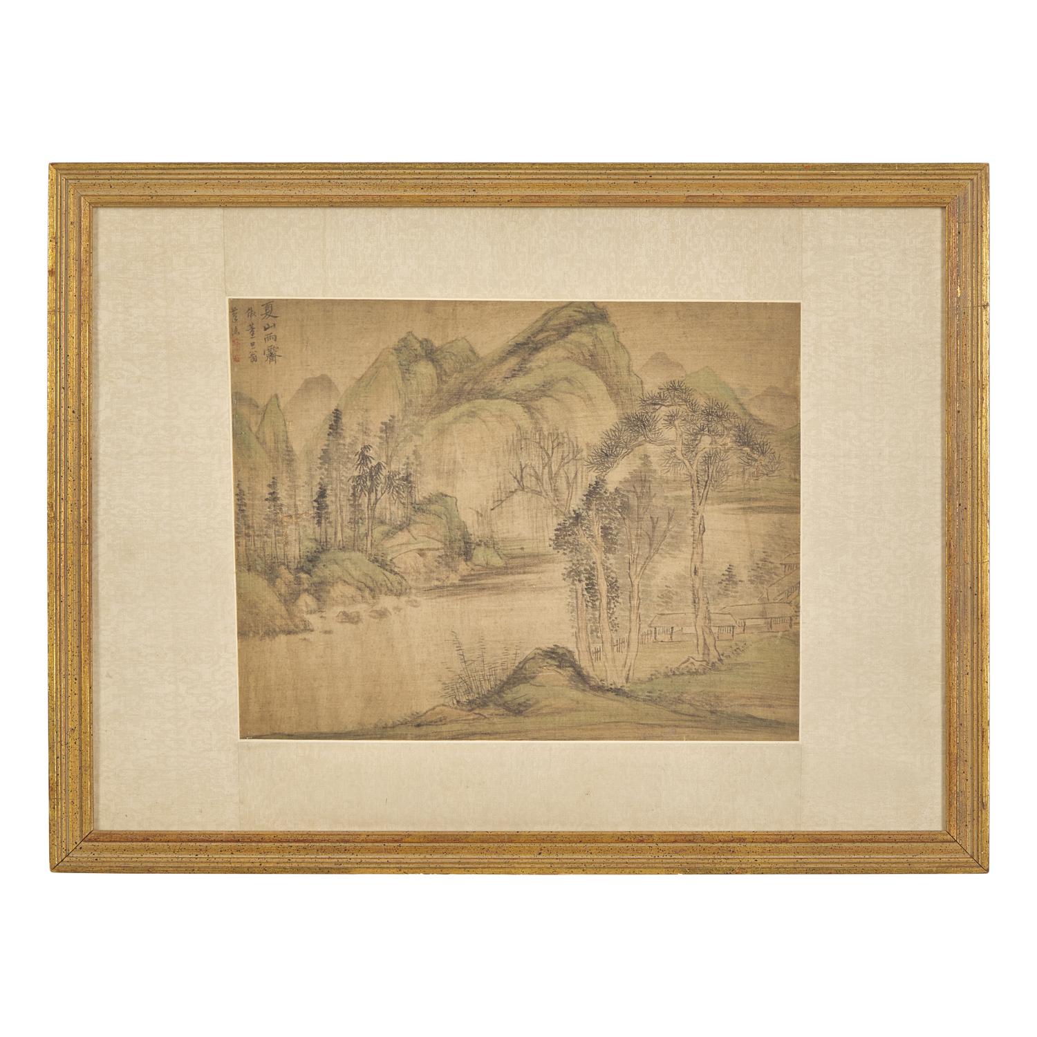 A Chinese 'Landscape' Painting 清佚名 仿董其昌筆意絹本水墨山水圖