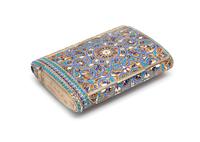 A Russian Silver-Gilt and Enameled Cigarette Case, Mark of Gustav Klingert, Moscow, Late 19th/Early 20th Century, the lid and underside
