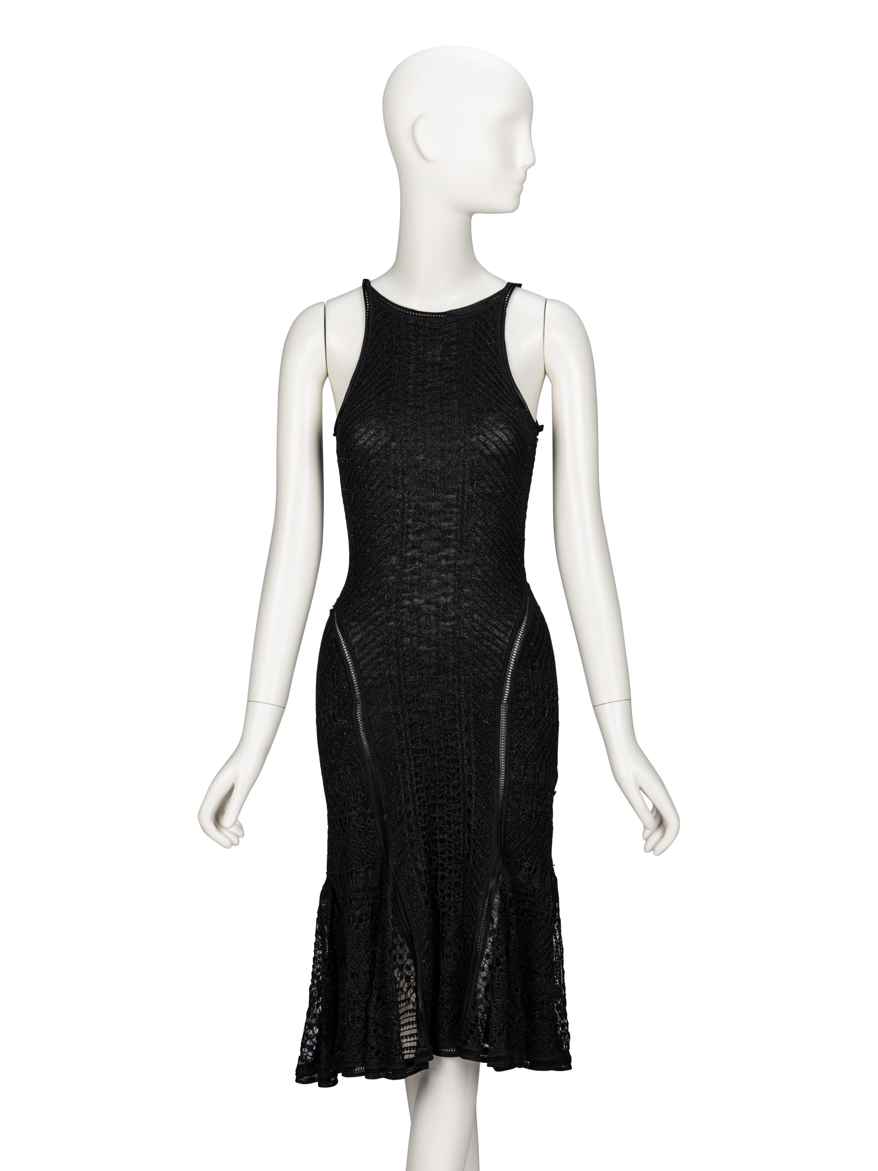 John Galliano, Lace Knit Black Bodycon Dress