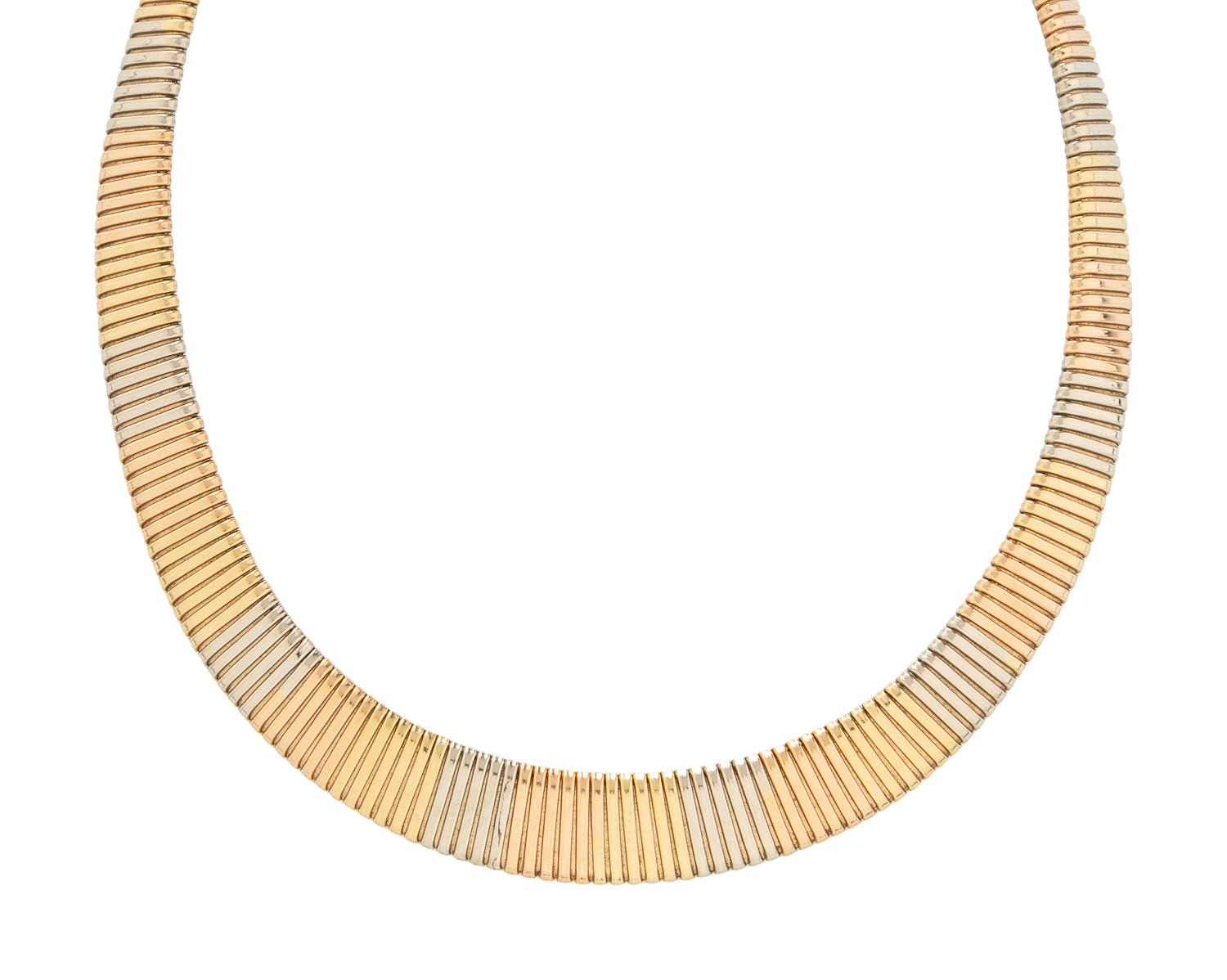 TRICOLOR GOLD TUBOGAS NECKLACE