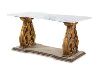 A Neoclassical Painted and Parcel Gilt Marble-Top Low Table