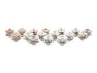 Sixteen Famille Rose Porcelain Covered Tea Bowls