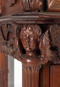 A Renaissance Revival Carved Mahogany Tube-Striking Tall Case Clock