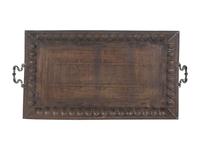 A Large Middle Eastern Damascened Brass Tray