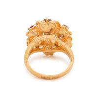 YELLOW GOLD AND MULTIGEM FLOWER RING