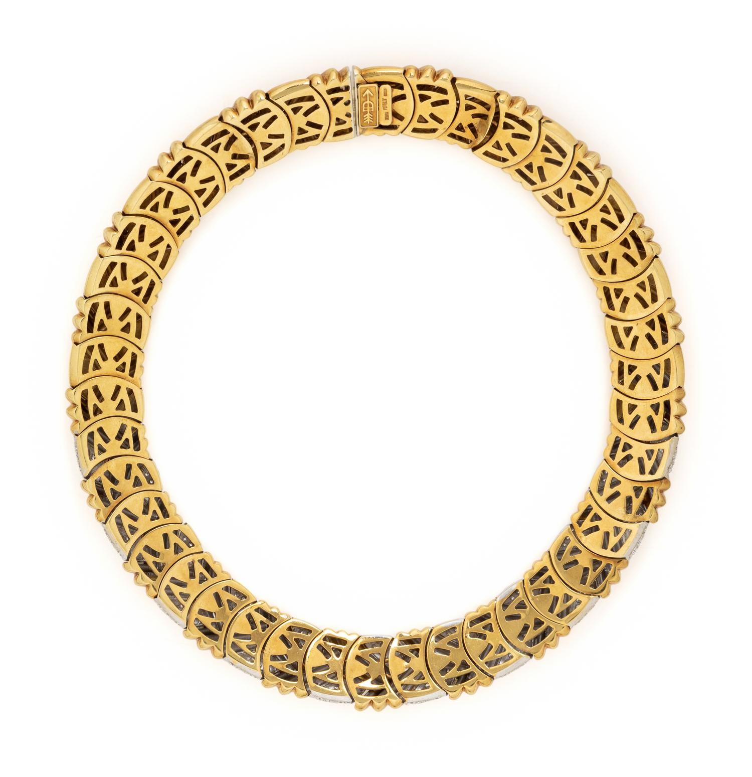 CRAIG DRAKE, YELLOW GOLD AND DIAMOND COLLAR NECKLACE