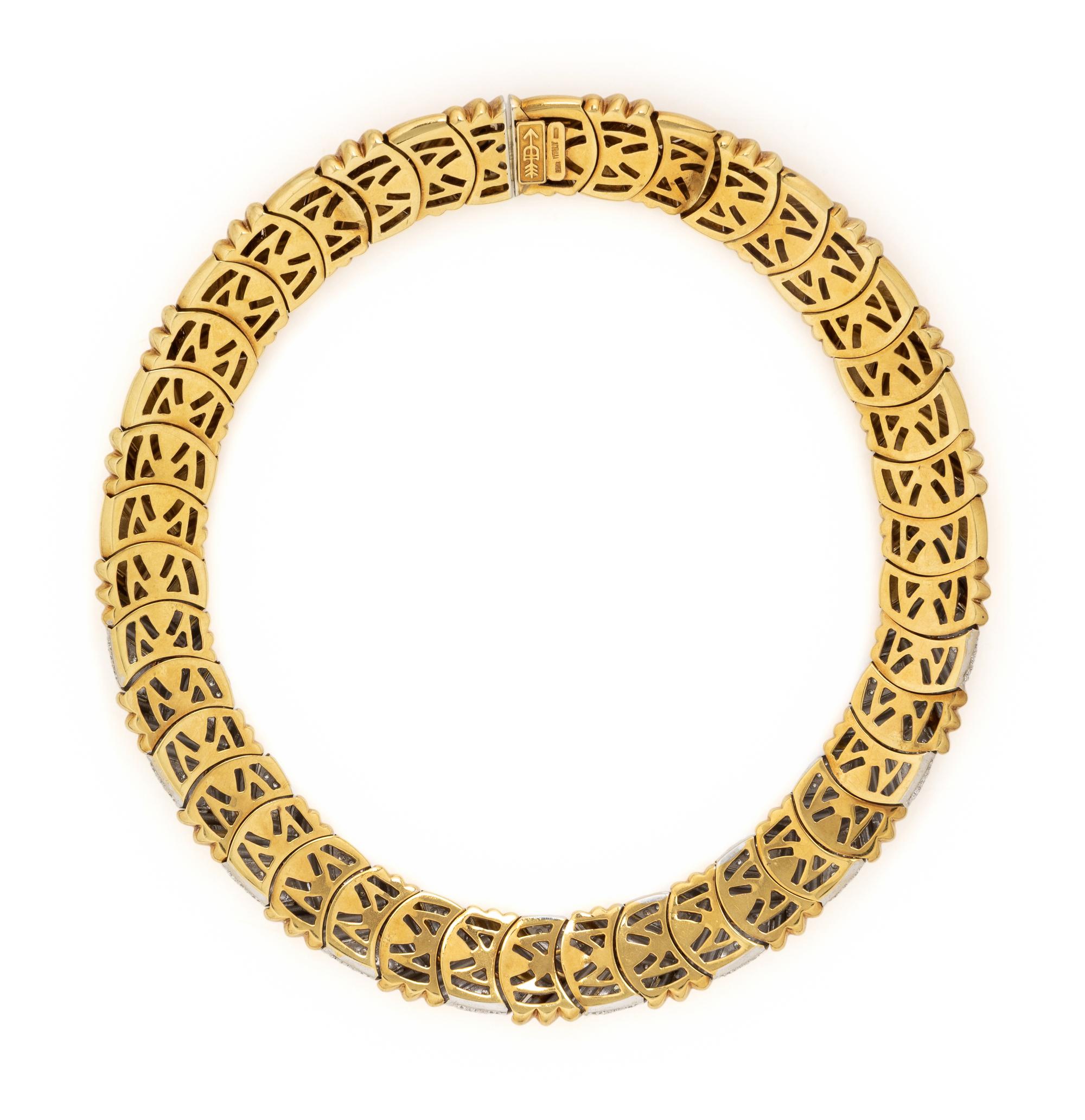 CRAIG DRAKE, YELLOW GOLD AND DIAMOND COLLAR NECKLACE