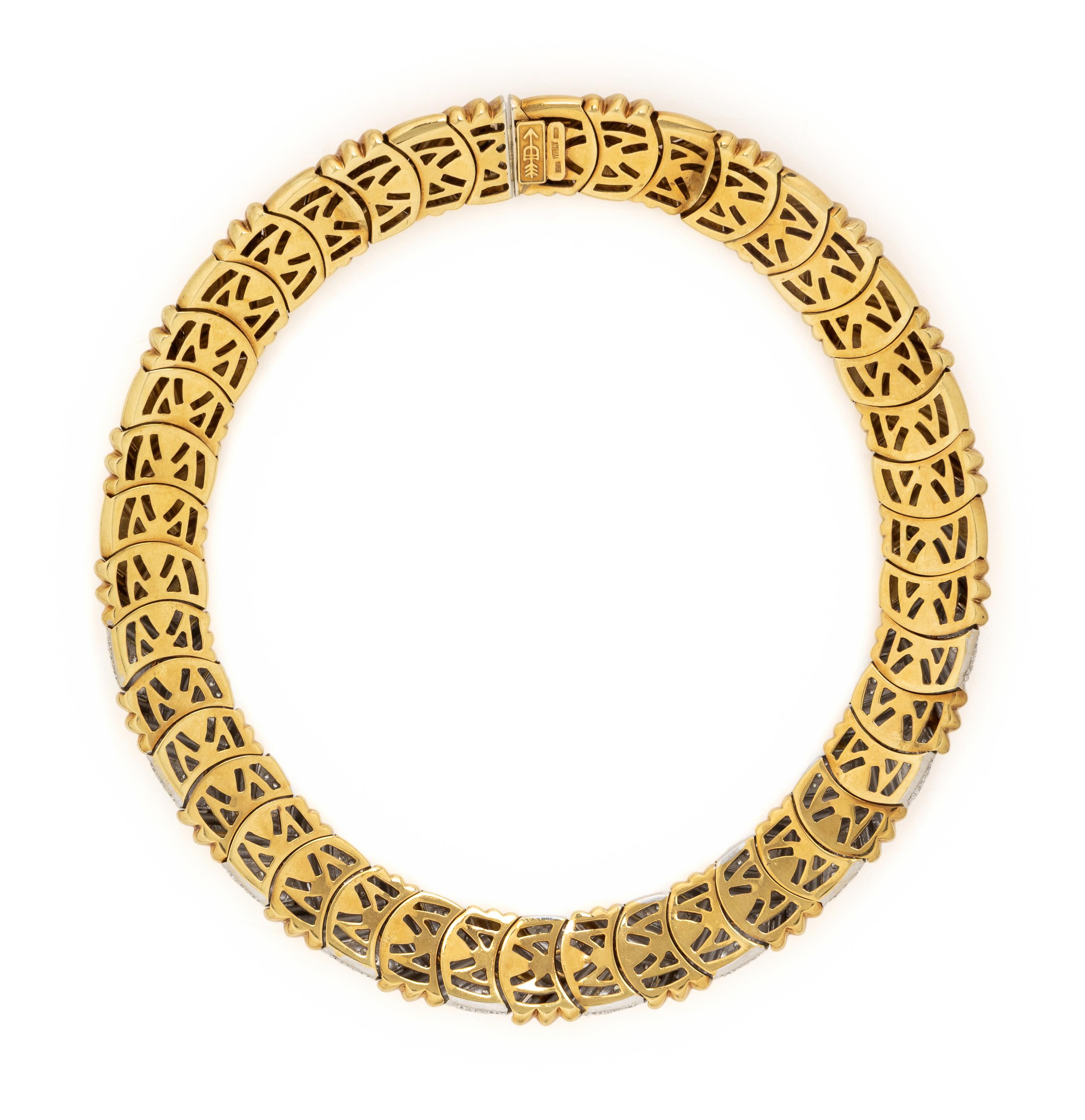 CRAIG DRAKE, YELLOW GOLD AND DIAMOND COLLAR NECKLACE