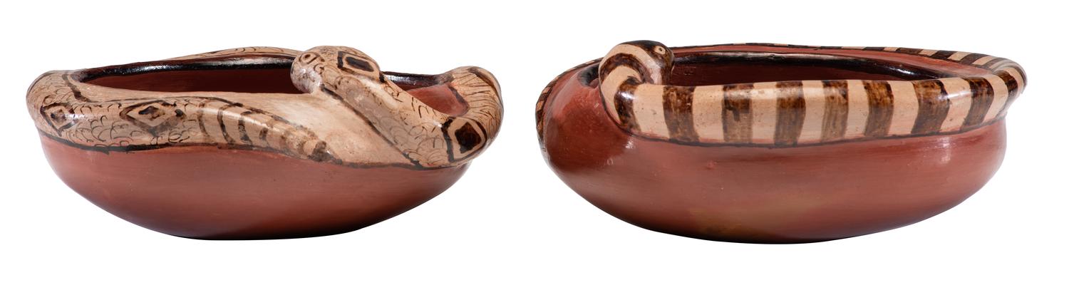 Pottery Bowls, with Coiled Snakes Lot is located and will ship from Cincinnati, Ohio.