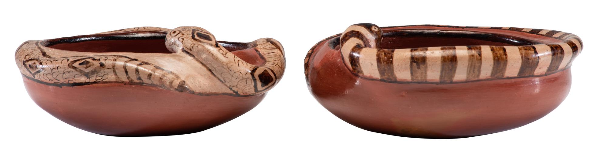 Pottery Bowls, with Coiled Snakes Lot is located and will ship from Cincinnati, Ohio.