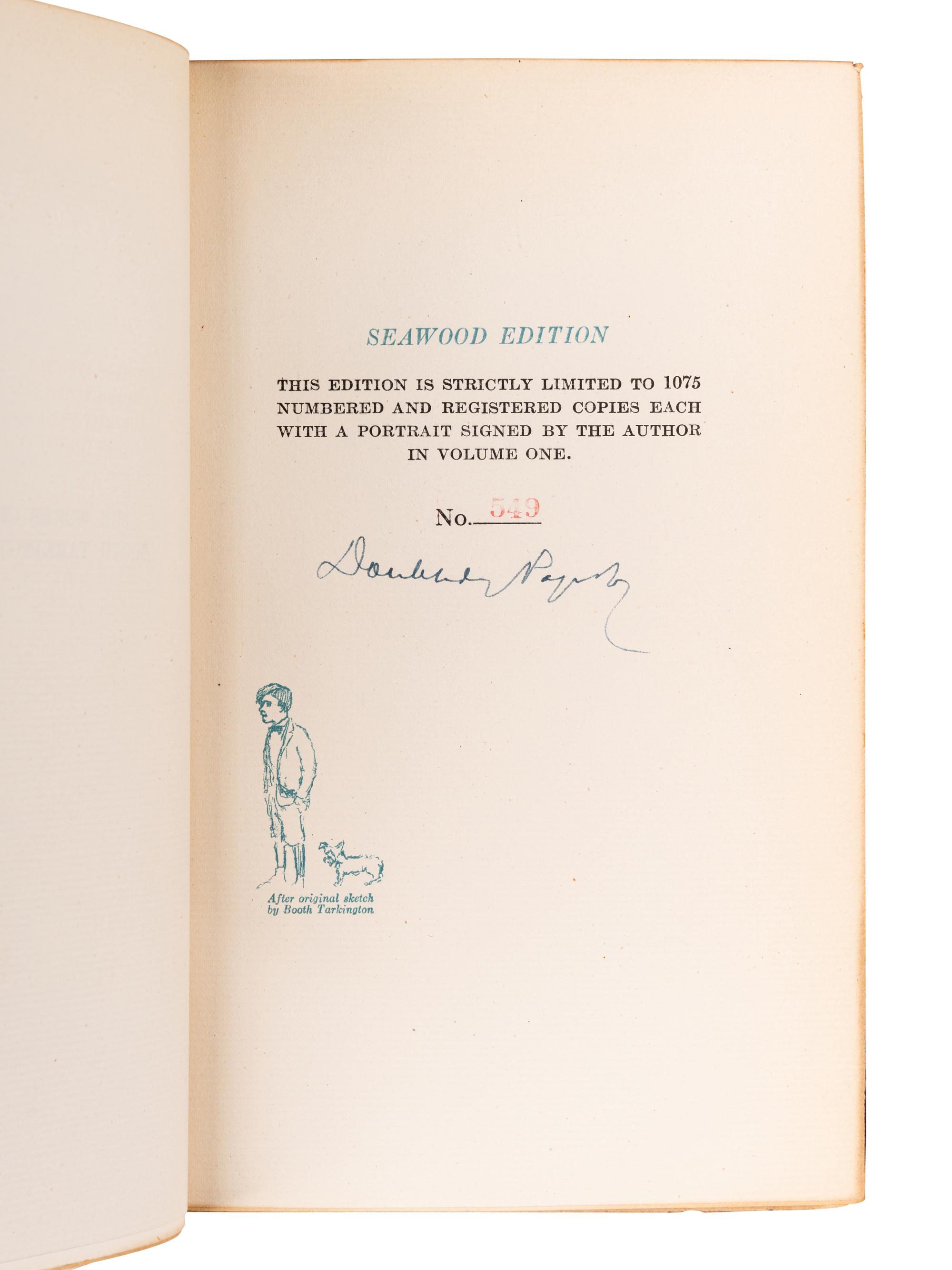 [BINDINGS & SETS]. TARKINGTON, Booth (1869-1946). The Works . Garden City, NY: Doubleday, Page & Company, 1922.