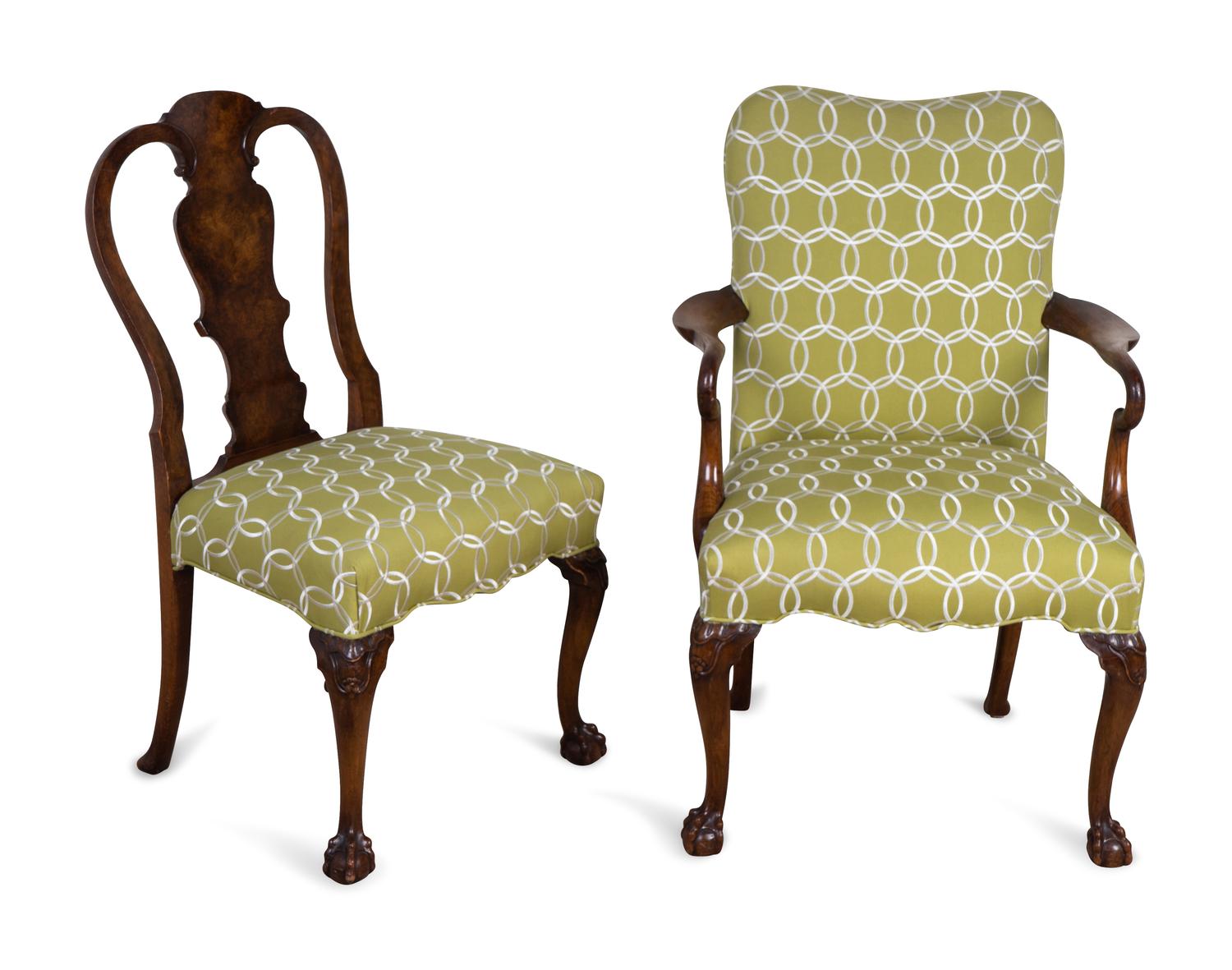 A Set of Eight George II Style Mahogany Dining Chairs — 19TH/20TH CENTURY