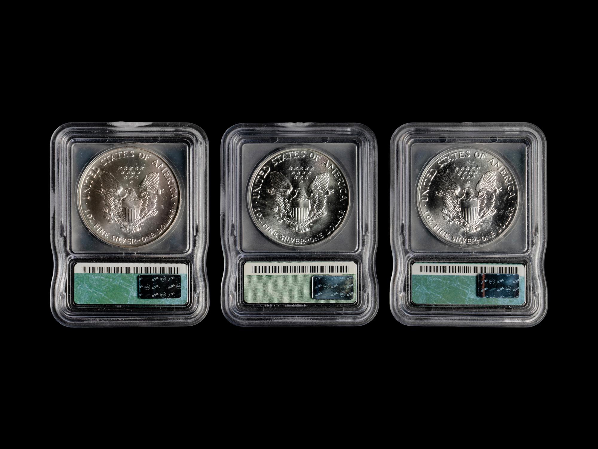 A Collection of Eighty-Seven ICG Graded MS69 Silver Eagle $1 Coins