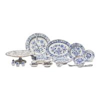An Assembled Meissen Blue Onion Porcelain Luncheon Service