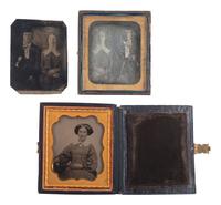 [EARLY PHOTOGRAPHY]. A collection of pairs and trios of cased images featuring the same male and female subjects, including many likely copy images, including: