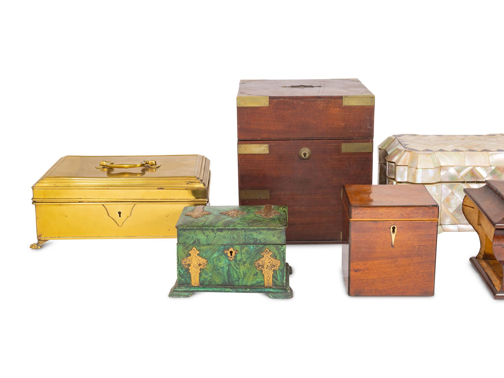 Five English Tea Caddies and Table Caskets