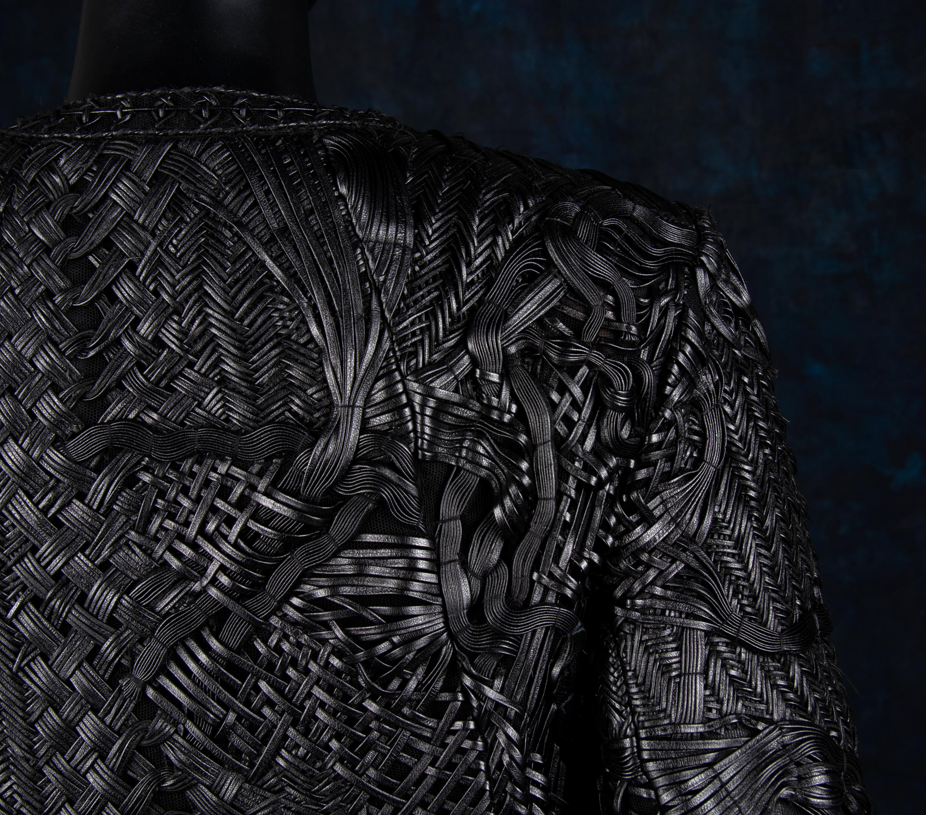 Chado Ralph Rucci Braided and Woven Leather Jacket