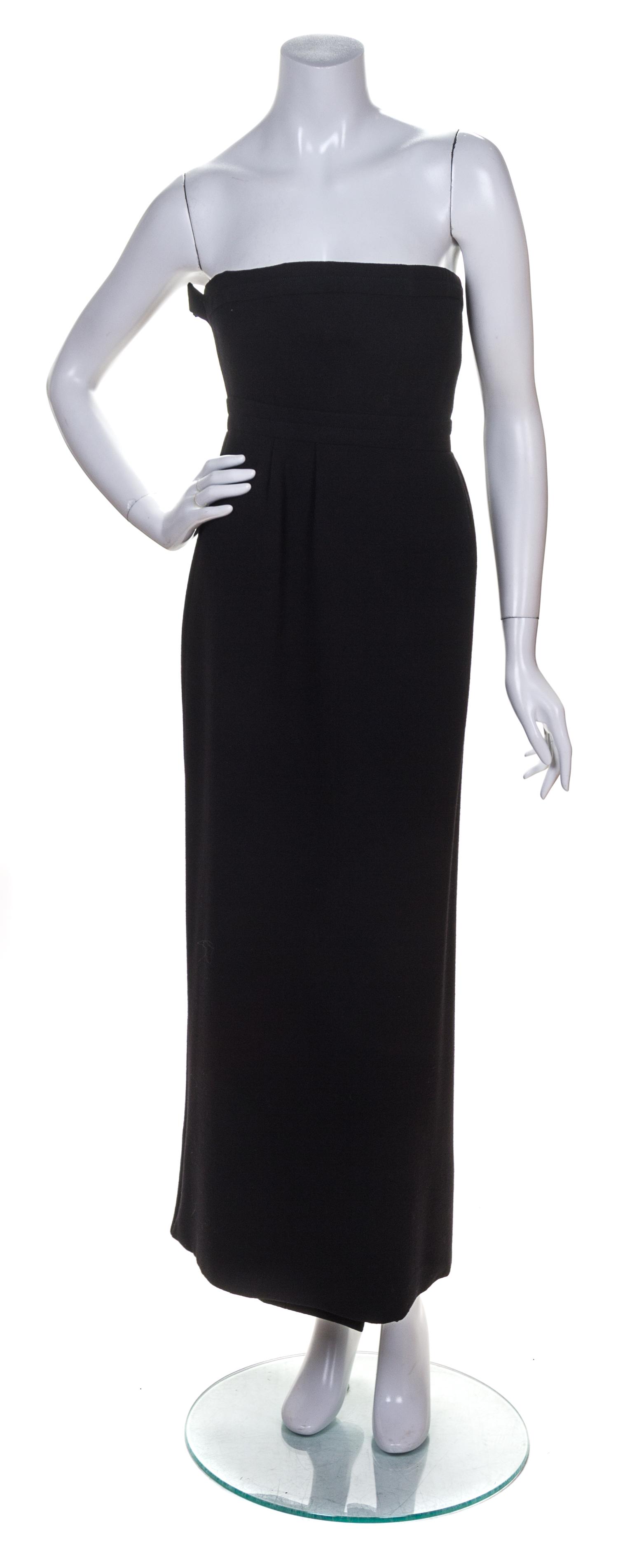 A Galanos Black Wool Strapless Dress,
