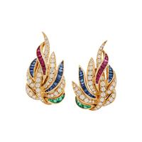 PICCHIOTTI, DIAMOND AND MULTIGEM CLIP EARRINGS