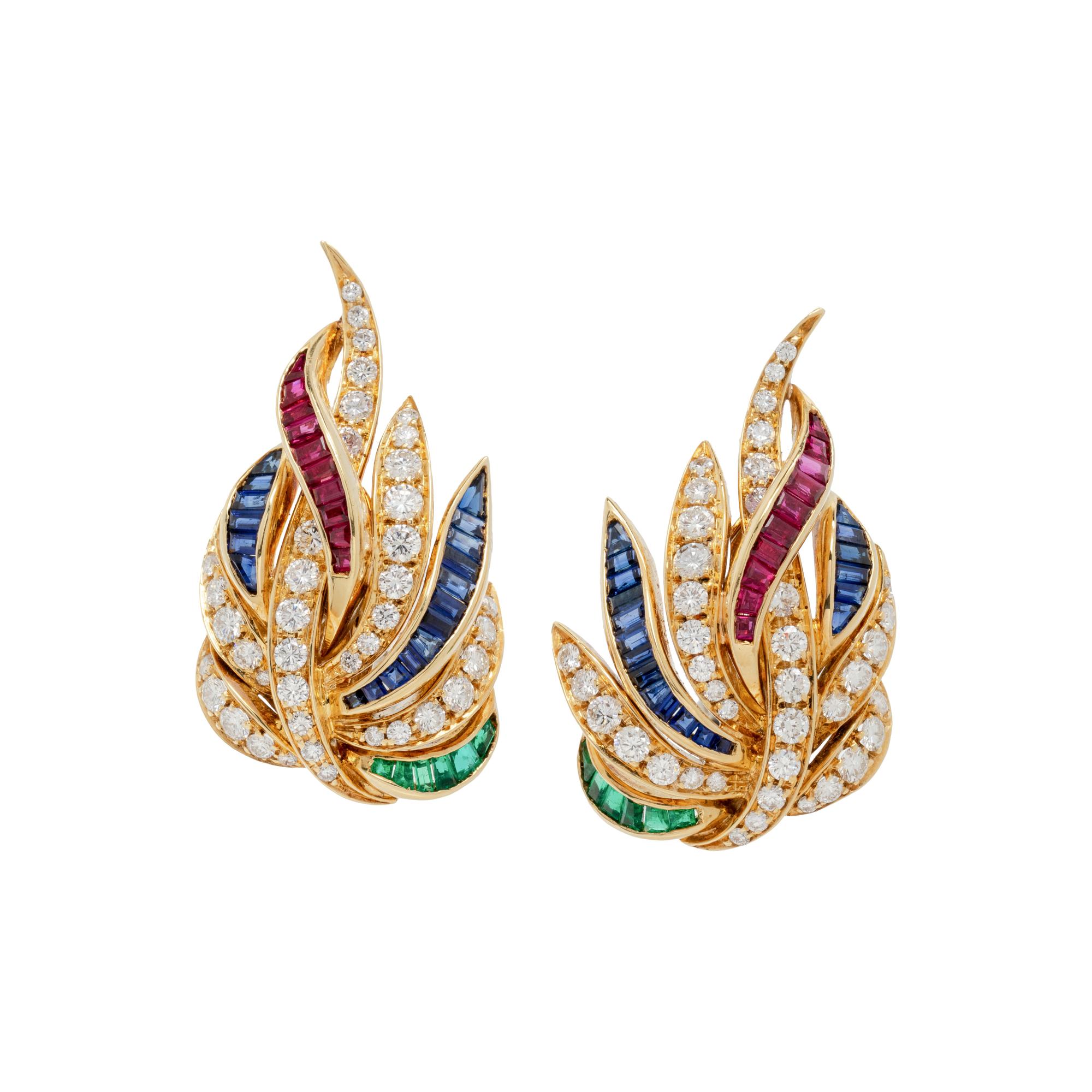 PICCHIOTTI, DIAMOND AND MULTIGEM CLIP EARRINGS