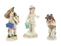 Three Meissen Porcelain Miniature Figures of Boys