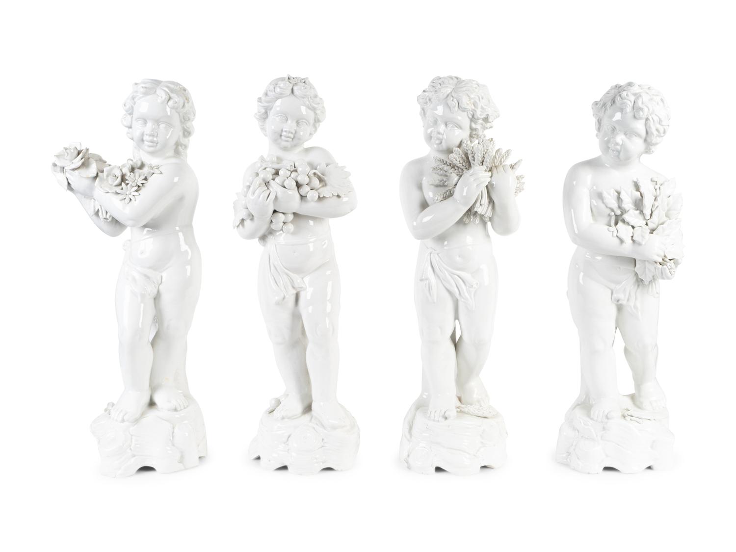 Four Italian White Glazed Ceramic Figures of The Four Seasons — 20TH CENTURY