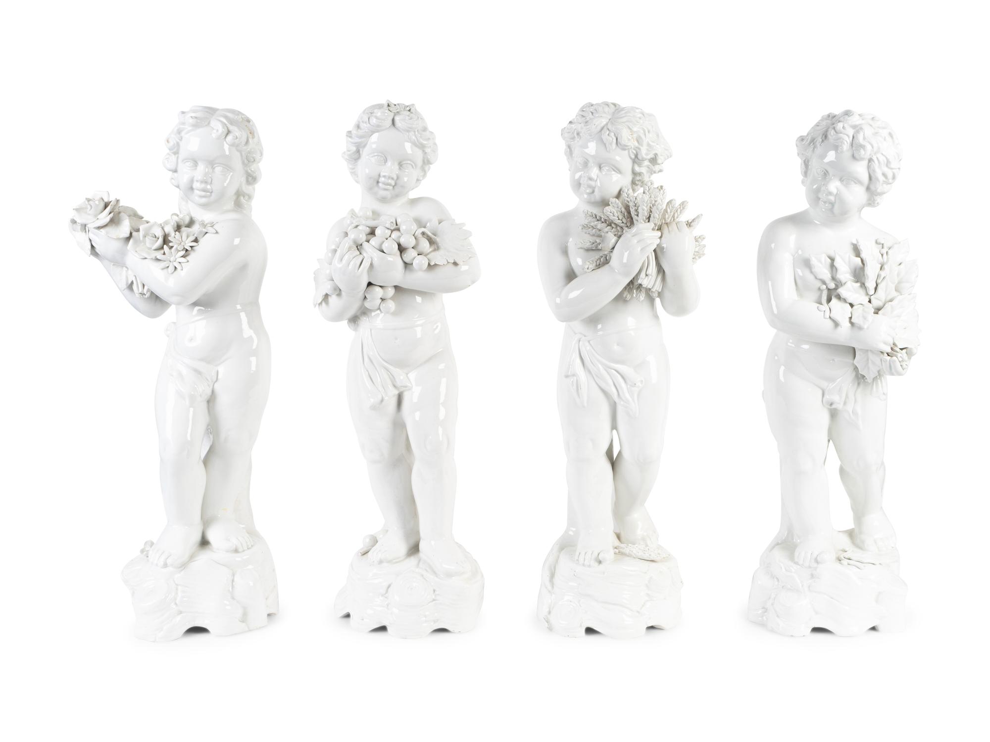 Four Italian White Glazed Ceramic Figures of The Four Seasons — 20TH CENTURY