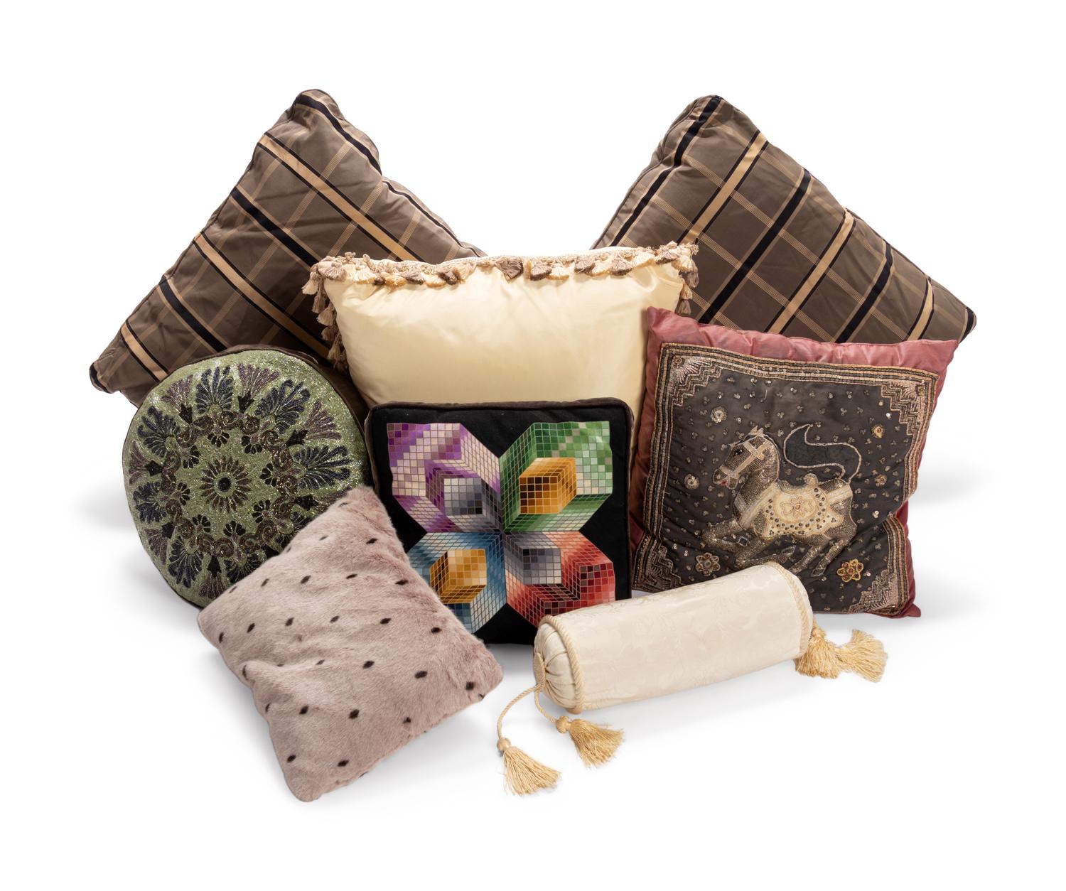 A Group of Nine Decorative Throw Pillows
