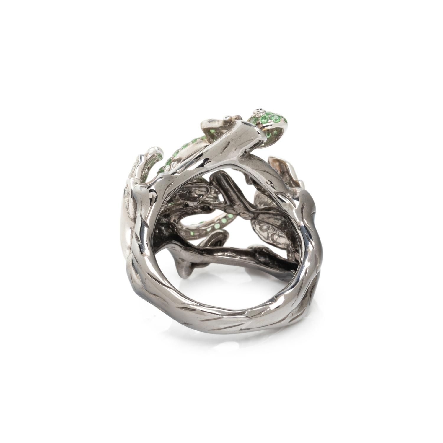 GARNET AND DIAMOND LIZARD RING