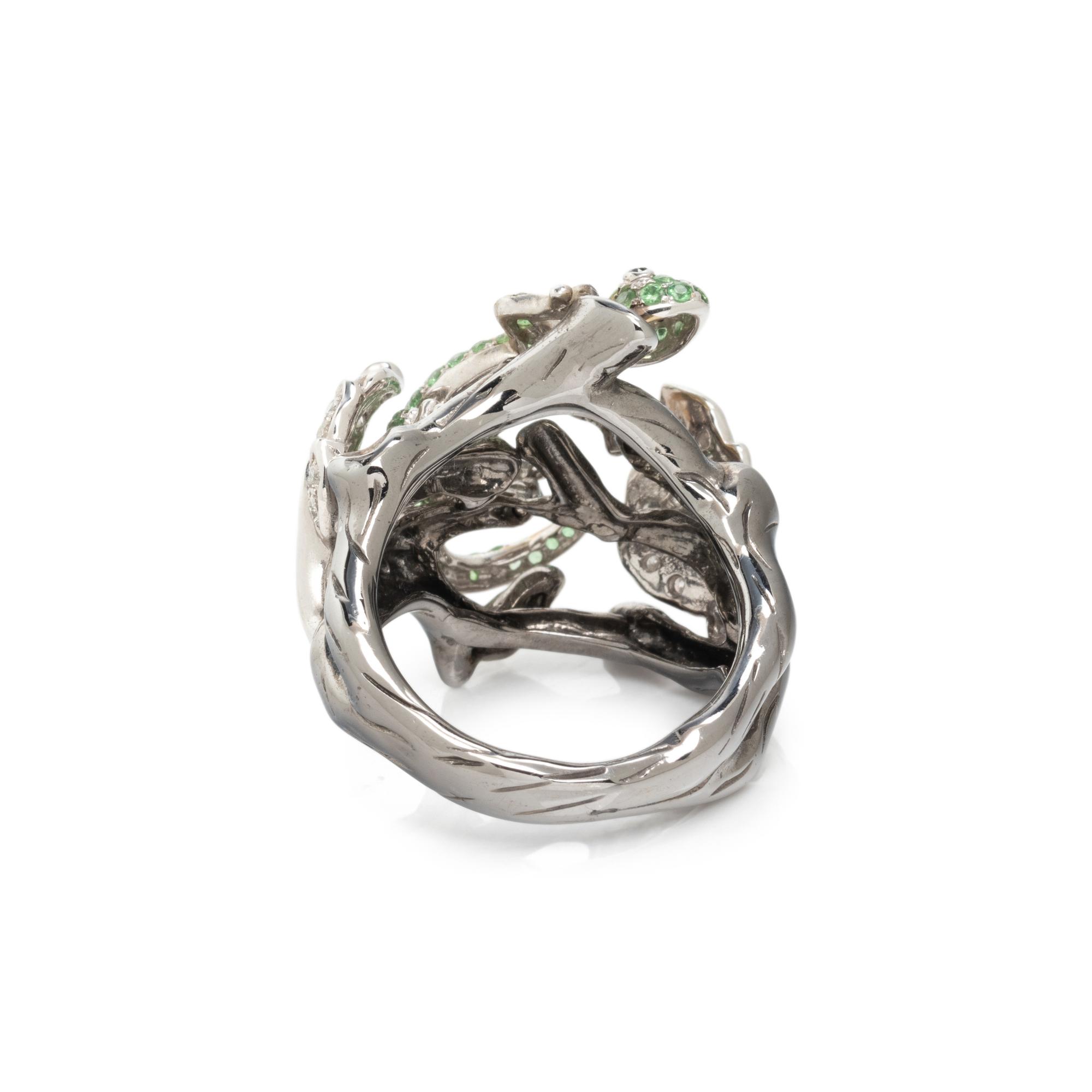 GARNET AND DIAMOND LIZARD RING