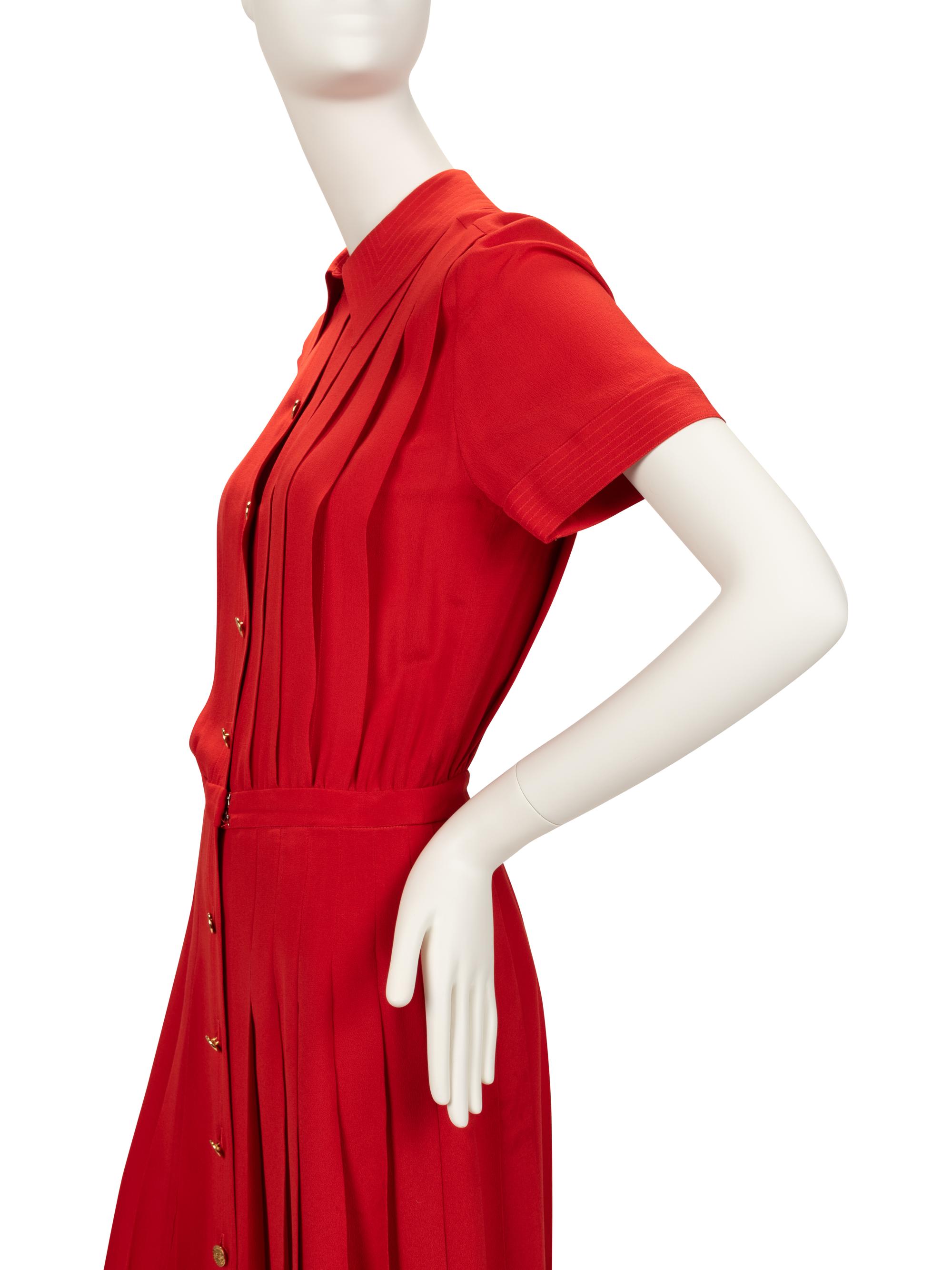 Chanel Pleated Silk Dress, 1980-90s