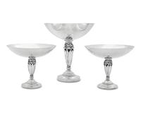 A Set of Three Georg Jensen Silver Compotes